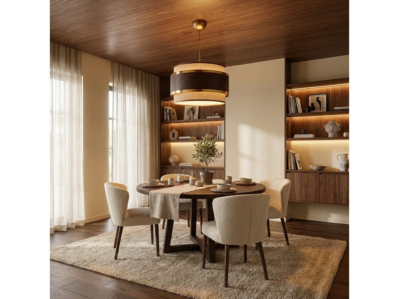  Suspension lumineuse norela avec abat-jour en tissu - marron foncé  - Conforama B