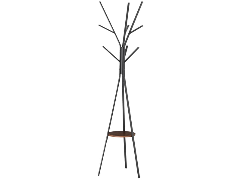  Porte-manteau moderne à trois pieds avec accoudoirs, étagère et 9 crochets, dimensions 45 x 45 x 180 cm (l x l x h), en métal marron  - Conforama A