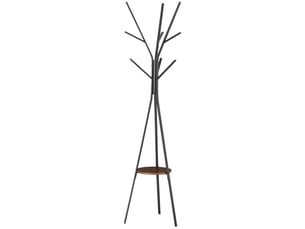 Porte-manteau moderne à trois pieds avec accoudoirs, étagère et 9 crochets, dimensions 45 x 45 x 180 cm (l x l x h), en métal marron