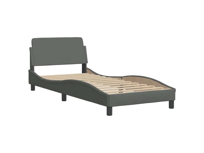  Lit simple- lit adulte -  lit avec matelas dover gris foncé 80x200 cm tissu  - Conforama C