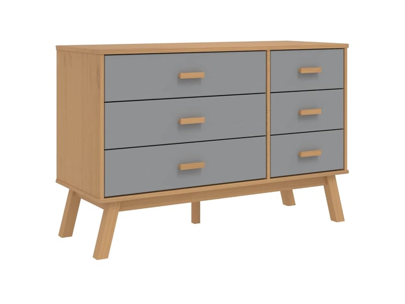  Armoire à tiroirs, commode olden gris et marron bois de pin solide shl59901  - Conforama A
