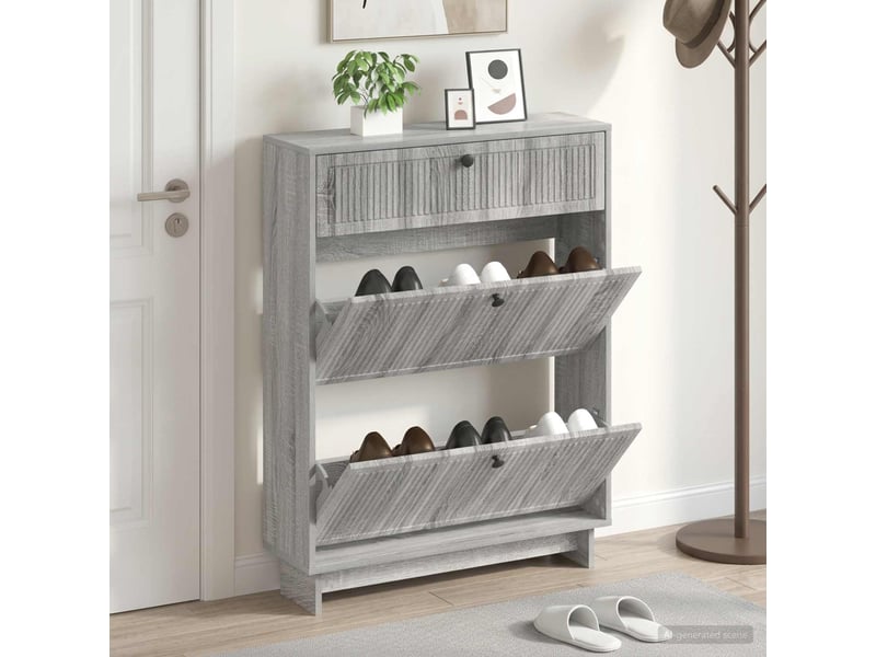 Meuble à chaussures, armoire à chaussures ede 78x24x103 cm bois d'ingénierie shl522  - Conforama B