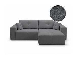 Canapé d'angle réversible convertible LOUNGITUDE CELINE 4 places Tissu bouclette Gris foncé