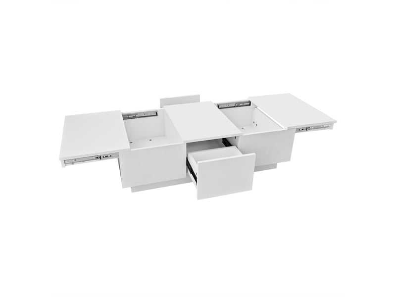  Table basse moderne - tiroirs double face - rangement pratique intégré - structure résistante en panneaux de particules - blanc - 100x50x31 cm  - Conforama A