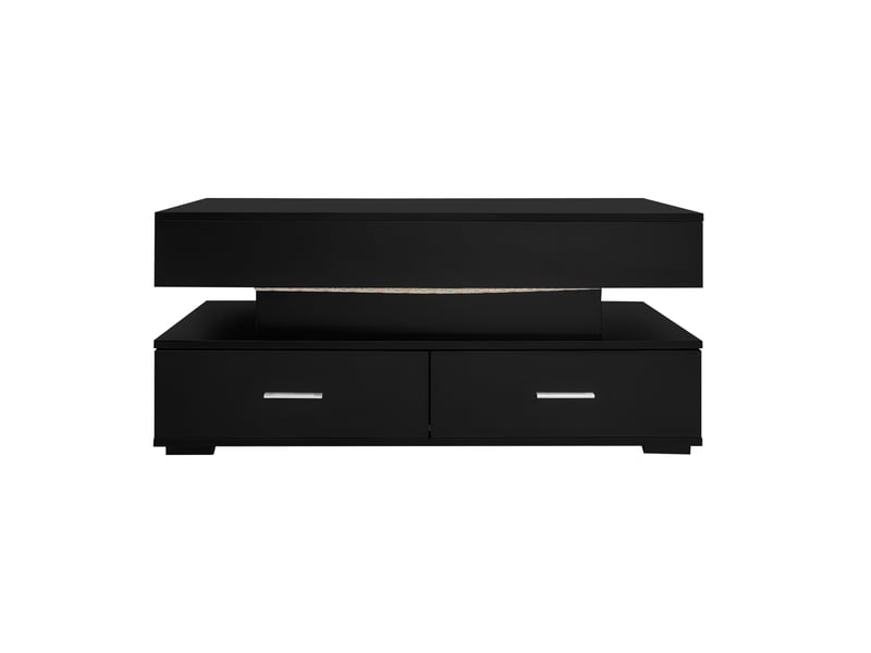 Table basse relevable hydraulique noire 100 × 50 × 44 cm, led, bluetooth, 2 tiroirs - Conforama A