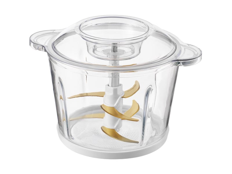  Hachoir electrique mini chopper 800 w 6 lames titane bol verre 3 l controle vitesse continu blanc 41022861 - Conforama D
