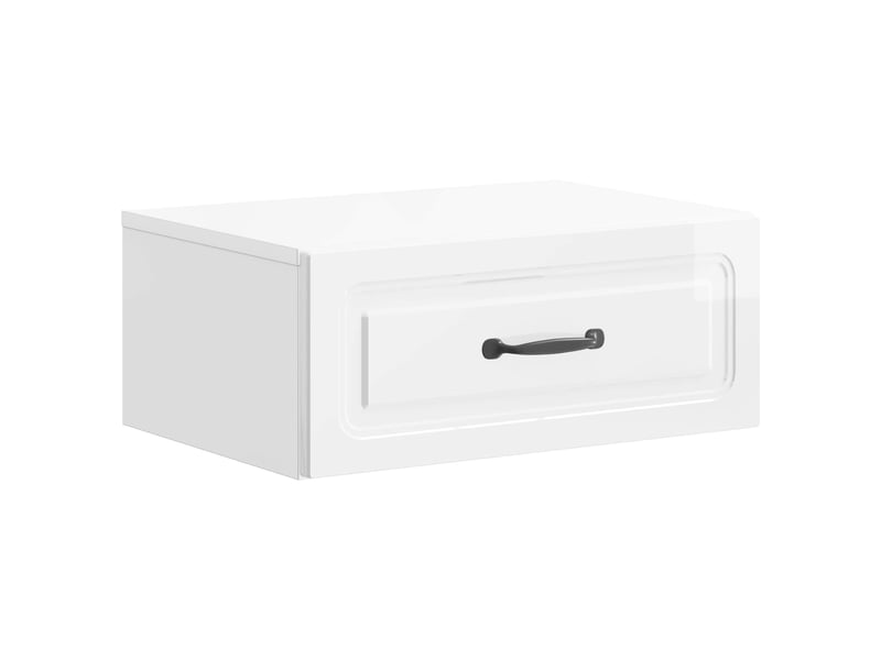  Table de chevet - cabinet de chevet - table de nuit mural blanc brillant 49 x 34,5 x 20 cm  - Conforama A