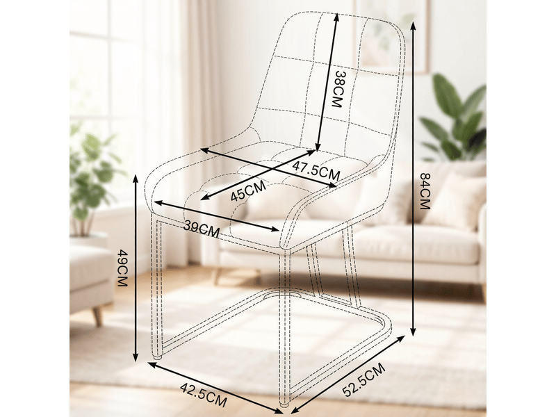  Lot de 2 chaises de salle à manger à dossier incurvé  - pieds réglables, velours et métal - gris foncé  - Conforama D