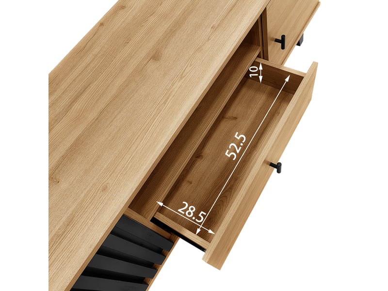  Meuble tv 170 cm bois et noir avec tiroirs, 2 portes et compartiment, charge 60 kg  - Conforama D