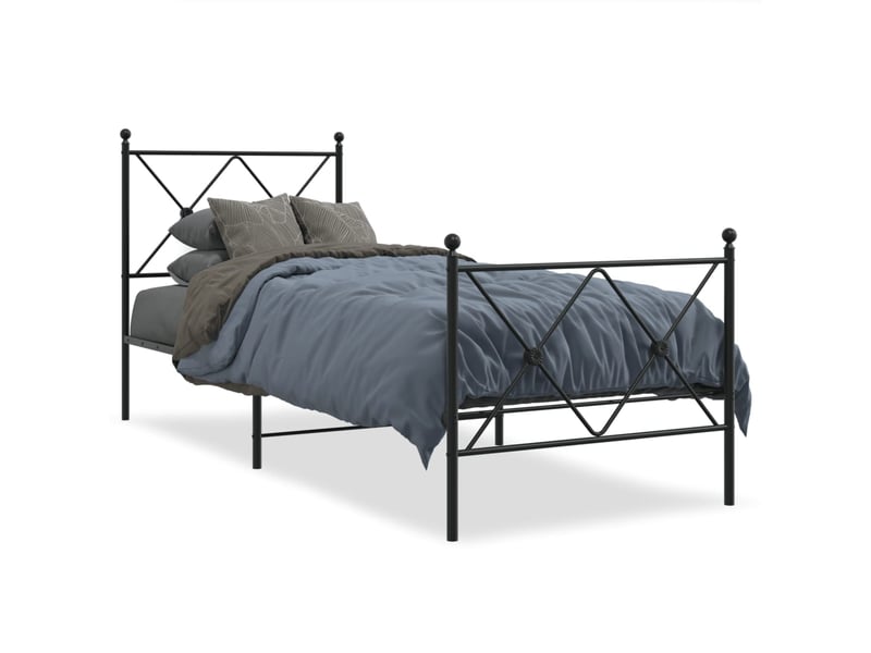  Lit simple- lit adulte -  cadre de lit métal sans matelas avec pied de lit noir 80x200 cm  - Conforama A
