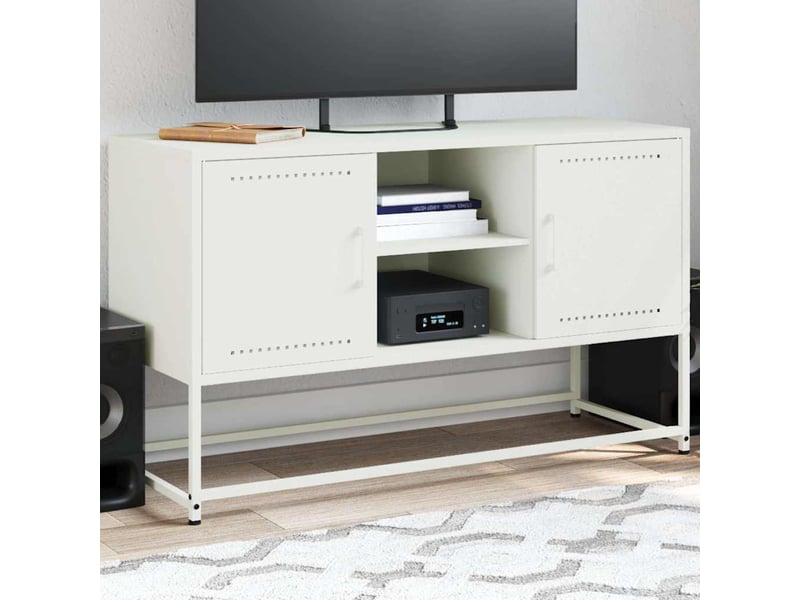  Meuble tv - banc tv - meuble de rangement blanc 100,5x39x60,5 cm acier  - Conforama B