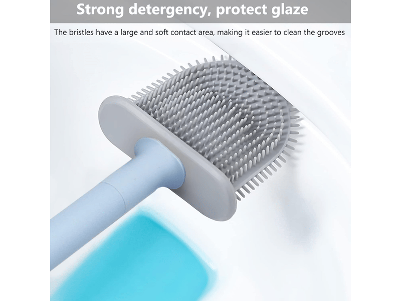 Brosse wc, brosse wc avec grille en silicone, brosse wc avec silicone et support à installation rapide, bleu - Conforama B
