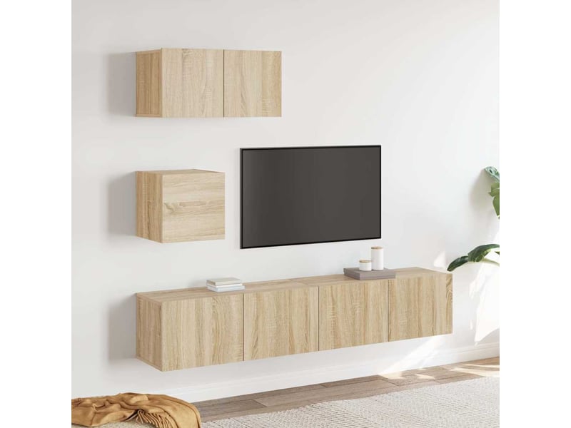  Ensemble de meubles tv 4 pcs chêne sonoma bois d'ingénierie shl87562  - Conforama B