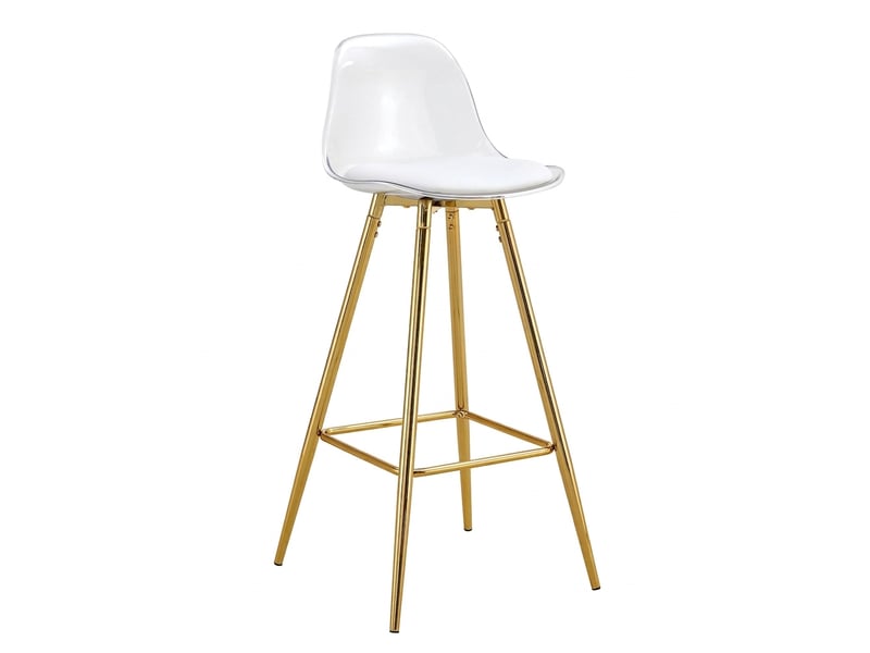  Lot de 2 tabourets de bar transparent avec pieds en métal doré, chaise haute pour café et îlot de cuisine  - Conforama A
