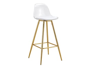 Lot de 2 tabourets de bar transparent avec pieds en métal doré, chaise haute pour café et îlot de cuisine