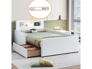 Lit avec rangement 90x200 cm <strong></strong>  <strong></strong> coloris blanc