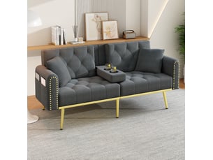 Canapé droit convertible HAVRYA 2 places Velours gris