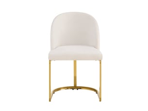 Lot de 6 chaises de salle à manger en chenille beige et métal doré