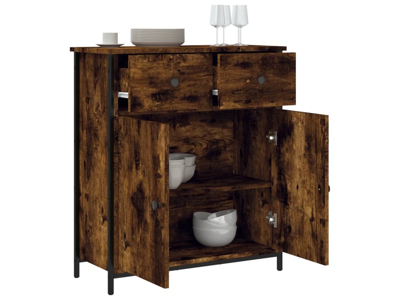  Buffet - bahut - meuble de rangement chêne fumé 70x30x80 cm bois d'ingénierie  - Conforama D
