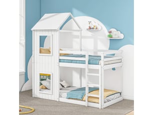 Lit superposé 2x90x200 cm OKWISH   coloris blanc