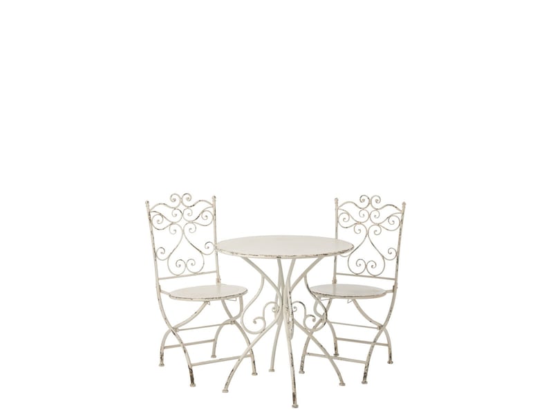  Table de jardin en métal fabien 76cm blanc cassé  - Conforama D