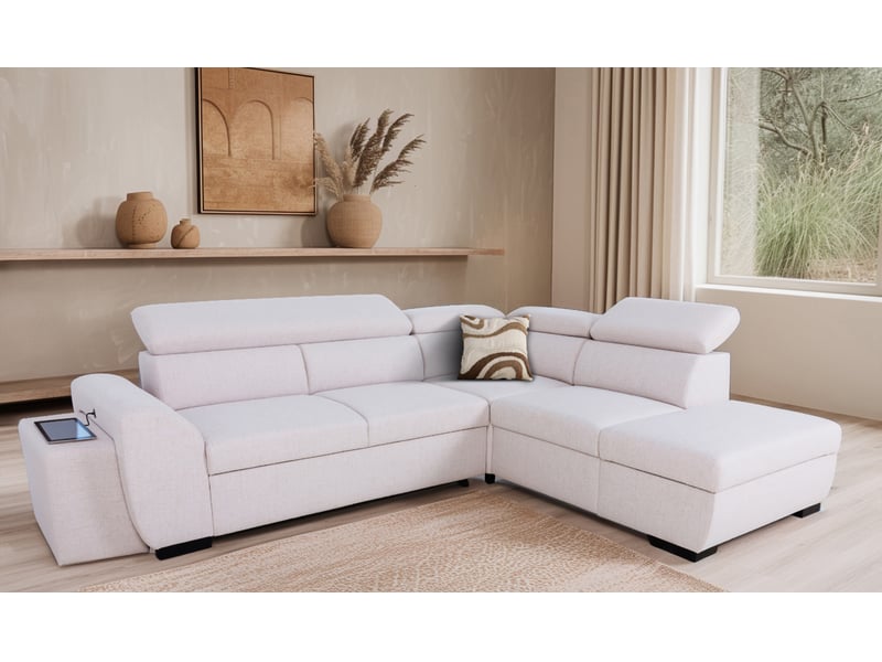 Canapé d'angle beige convertible 4 place OLYMPE - Conforama X
