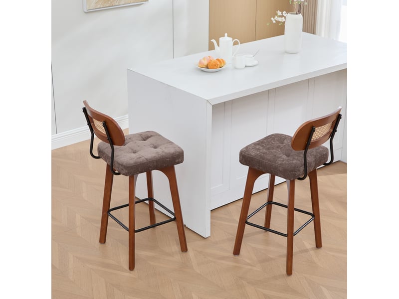  Lot de 2 tabourets de bar pivotants à 360° 51x44x96 cm avec dossier coloris marron  - Conforama D