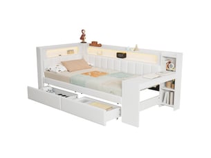 Lit simple 90x200 cm BEAOK   coloris blanc