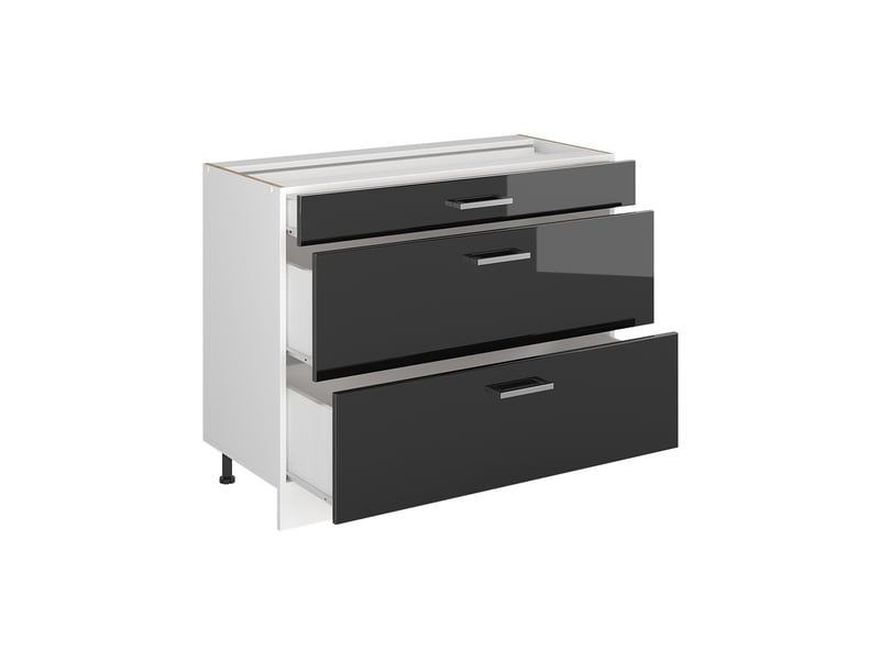 Vicco meuble cuisine, anthracite haute brillanceblanc, 100cm plan de travail marbre - Conforama C