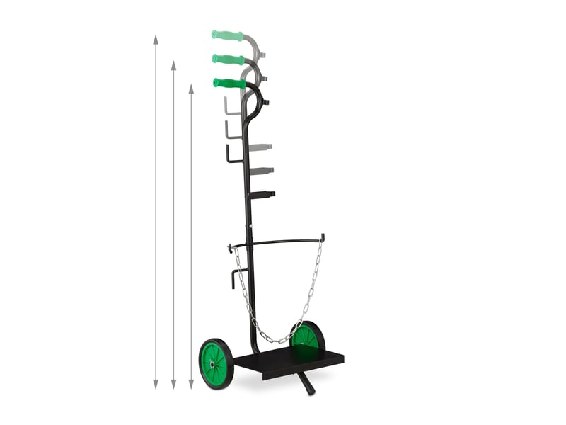  Chariot de transport de gaz mobile réglable en hauteur 30 x 30 x 90 cm avec supports et chaîne en acier noir 13_0007678  - Conforama C