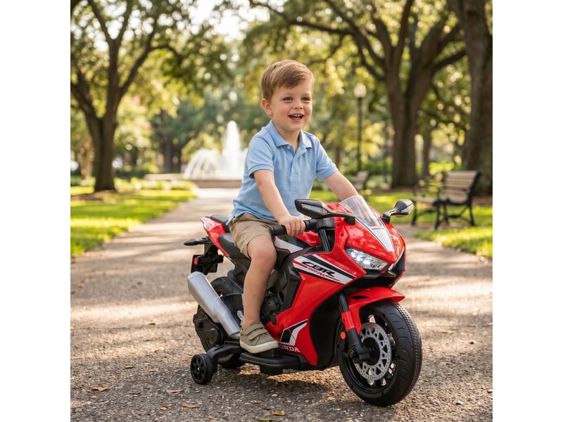Moto électrique honda sous licence pour enfants, batterie rechargeable 6 v, vitesse de 3 kmh, rouge - Conforama D