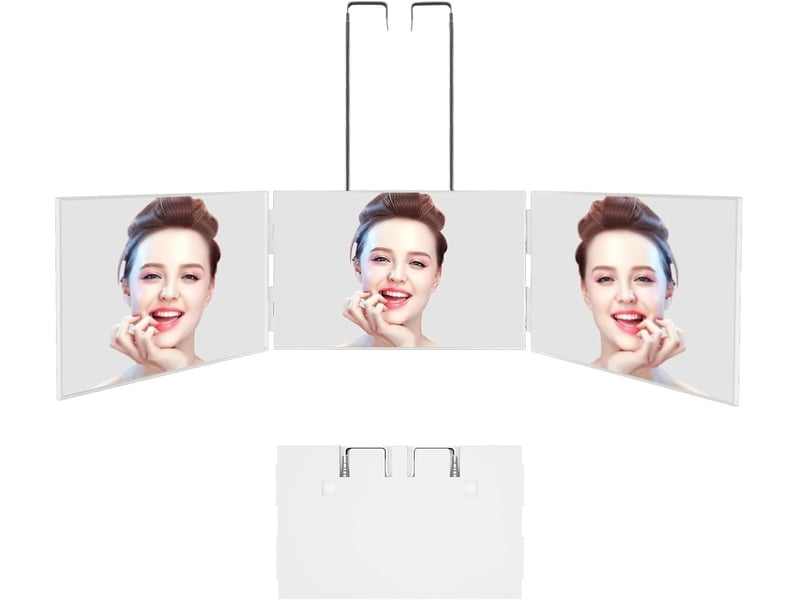 Miroir de courtoisie pliable réglable à 360° – miroir de salle de bain, blanc - Conforama D