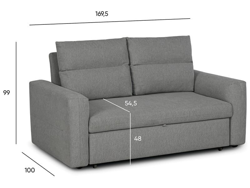  Canape droit convertible gris 2 places  - Conforama H