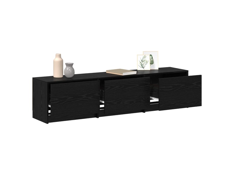 Meuble tv - banc tv - meuble de rangement chêne noir bois d'ingénierie - Conforama C
