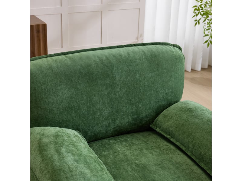  Fauteuil chenille vert foncé rétro avec double poche de rangement, structure bois et ressorts, dimensions 96x92x90 cm  - Conforama E