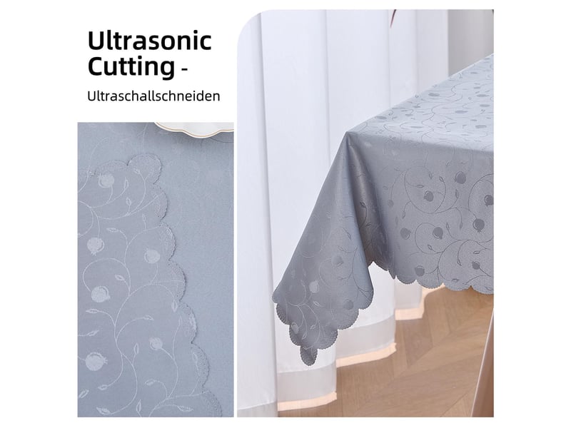  Nappe de table - 140x240 cm - nappe imperméable effet lotus et anti-taches - gris clair  - Conforama D