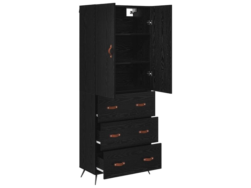  Buffet - haut armoire chêne noir 69,5 x 34 x 180 cm bois d'ingénierie  - Conforama E
