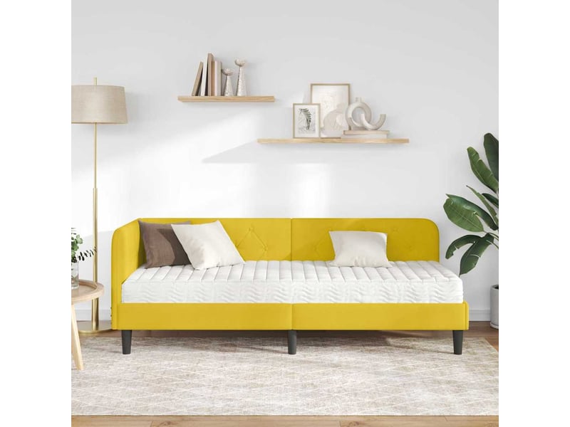 Lit simple- lit adulte - cadre de lit d'angle jaune 80 x 200 cm velours - Conforama C