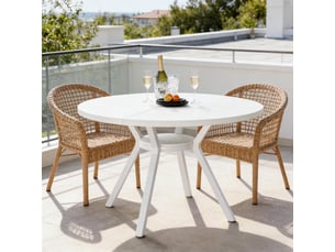 Table à manger ronde en bois et métal blanc ø120x75 cm