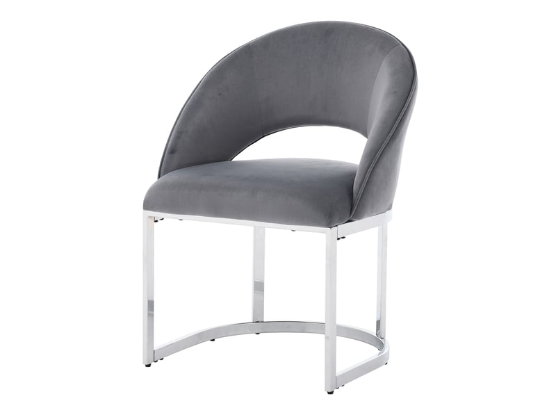  Lot de 2 chaises de salle à manger en velours gris, pieds en métal argenté  - Conforama A