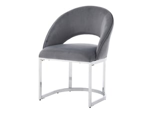 Lot de 2 chaises de salle à manger en velours gris, pieds en métal argenté