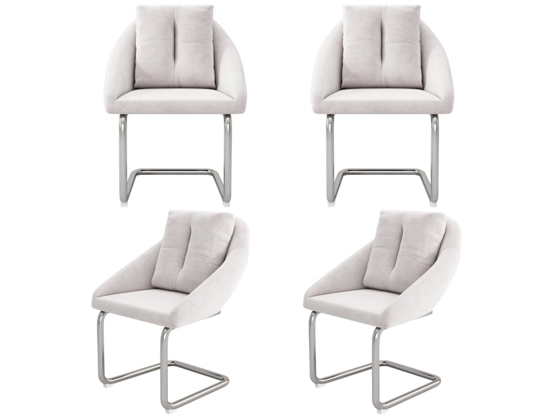  Lot de 4 chaises de salle à manger pivotantes en velours beige  - Conforama A