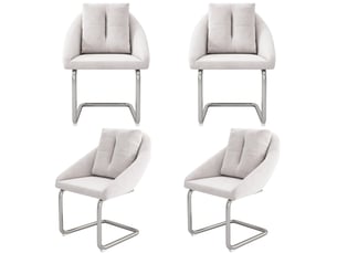 Lot de 4 chaises de salle à manger pivotantes en velours beige