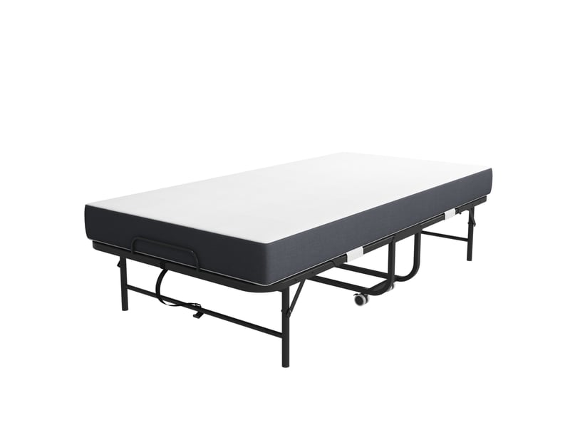  Lit simple 90x190 cm pliable en métal noir  - Conforama A