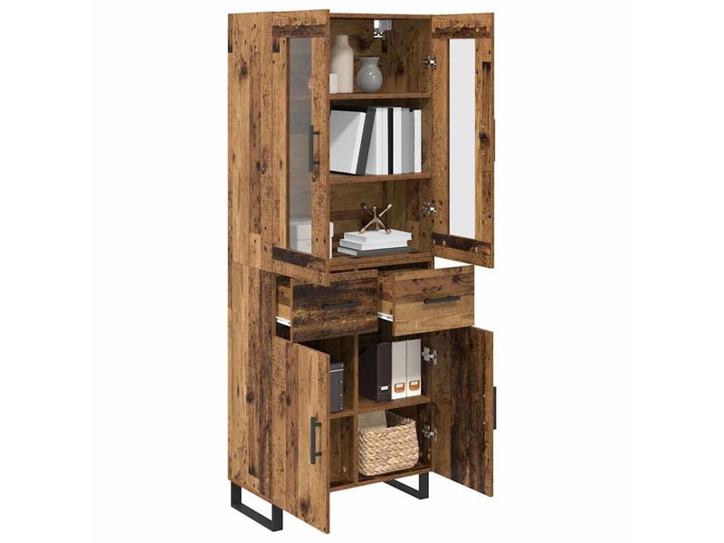 Haut armoire, armoire de rangement bois ancien 69,5x34x180 cm shl46569 - Conforama C