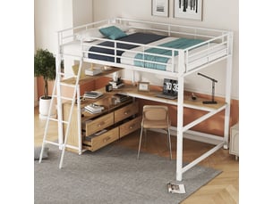 Lit mezzanine 140x200 cm <strong>SWEIKO</strong>  <strong></strong> coloris blanc