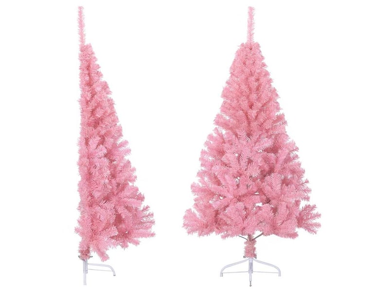  Demi sapin de noël, arbre de noël artificiel avec support rose 150 cm pvc  - Conforama A