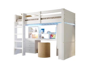 Lit mezzanine 90x200 cm <strong>OKWISH</strong> <strong></strong> coloris blanc