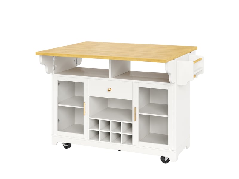 Desserte de cuisine plateau rabattable éclairage led mdf blanc 120x80x95 cm N620CC260804W - Conforama B