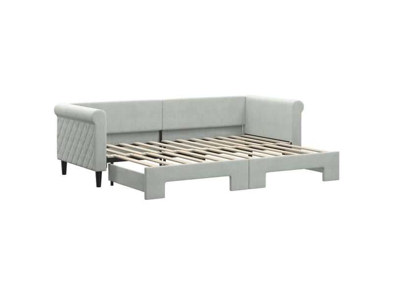  Lit simple- lit adulte -  lit de jour avec gigogne sans matelas gris clair 80x200 cm  - Conforama A
